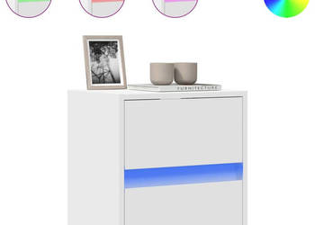 Ścienna szafka TV z LED biała 41x31x45 cm WM-852271