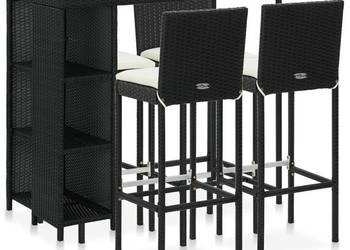5-cz. ogrodowy zestaw barowy poduszki rattan PE czarny WM-3064918