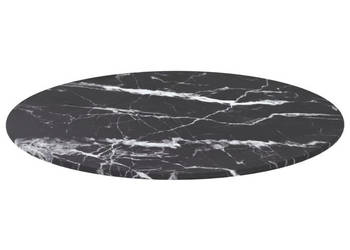 Blat do stołu czarny 50x08 cm szkło ze wzorem marmuru WM-322263