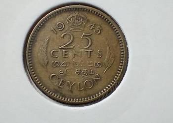 Stare monety 25 cent 1943 Cejlon