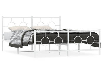 Łóżko Metalowe Białe Rama Łóżka Ze Stelażem Biała 160x200 cm WM-376296