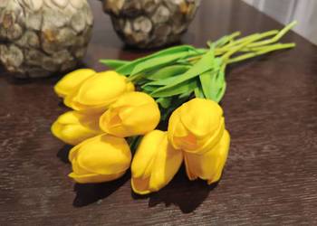 Tulipany żółte bukiet 9 sztuk, sztuczne jak żywe