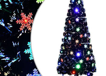 vidaXL Choinka ze śnieżynkami LED, czarna, 240 cm（SKU:328465）