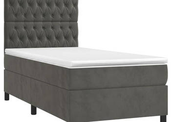 Łóżko kontynentalne z materacem i LED szary aksamit 90x200 cm WM-3136282