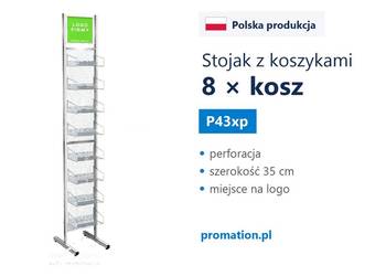 Wąski stojak perforowany z 8 koszykami, ekspozytor sklepowy P43xp