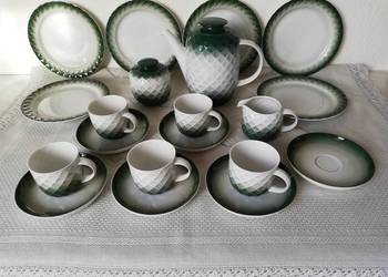 Porcelana Thomas biel i zieleń zestaw do  kawy herbaty