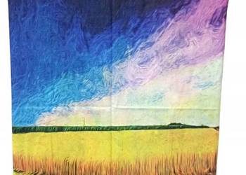 Chusta Szal apaszka / dwustronne dzieło sztuki -łany zboża-kwiaty