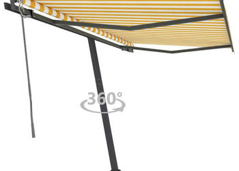 Wolnostojąca automatyczna markiza 350x250 cm żółto-biała WM-3069728