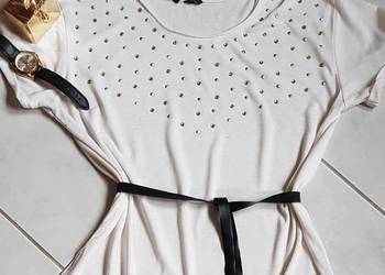 H&M  koszulka z kryształkami zdobiona kobieca oversize