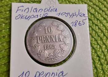 moneta srebrna Finlandii okres okupacji rosyjskiej z 1865r