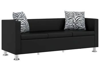 vidaXL Sofa 3-osobowa ze skóry syntetycznej, czarna(SKU:242208)