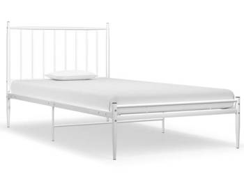 Łóżko Metalowe Białe Rama Łóżka Ze Stelażem 90 x 200 cm WM-325010