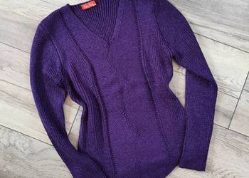 Fioletowy sweter 40 42 Metaliczny Vintage
