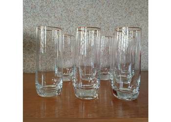 literatki szklanki złocone grube złocone prl vintage retro