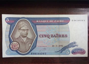 Banknot 5 zairów Zair
