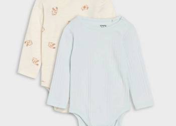 Zestaw dwóch body Sinsay 68 błękitne prążkowane pieski bawełna 2 pack