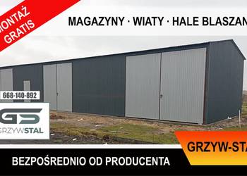 Garaż Blaszany 12x5  - HALA - Magazyn na maszyny  - Wiata - GRZYWSTAL