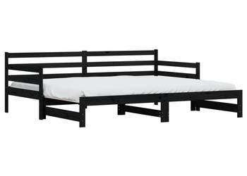 Łóżko dzienne rozsuwane czarne drewno sosnowe 80x200 cm WM-836152