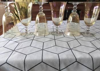 Prl kieliszki pucharki dwukolor iryzowany art deco spiralne