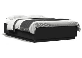 Rama łóżka z LED czarna materiał drewnopochodny 150x200 cm WM-3209605