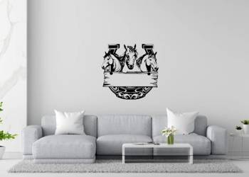 OZDOBNA NAKLEJKA NA ŚCIANĘ 60cm X60cm BEZ TŁA KOŃ KONIE KONIOWÓZ 11009