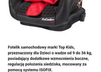 Fotelik samochodowy top kids Comfort plus 9-36kg