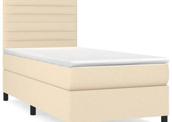 Łóżko kontynentalne z materacem kremowe tkanina 80x200 cm WM-3141814