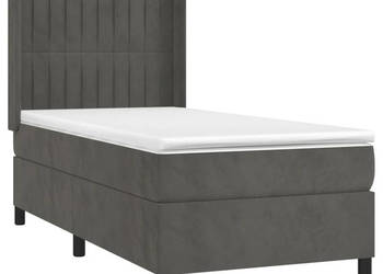 Łóżko kontynentalne z materacem i LED szary aksamit 90x200 cm WM-3139662