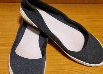 Baleriny czarne ze sznurkiem jak espadryle 40 stan dobry letnie buty damski
