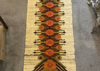 Kilim Wełniany PRL Makatka Ścienna Vintage Ludowe Wzory 147×49 cm