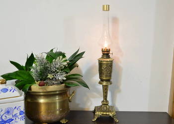 piękna cynowa LAMPA NAFTOWA stara