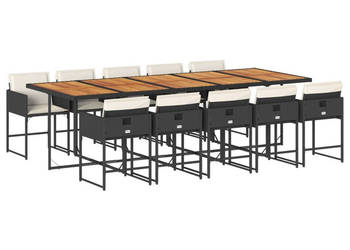 11-cz. zestaw mebli do ogrodu z poduszkami czarny rattan PE WM-3278066