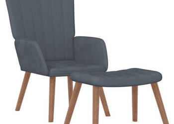 Fotel z podnóżkiem ciemnoszary obity aksamitem WM-327667