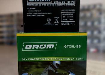 Akumulator motocyklowy GROM GTX5L-BS YTX5L-BS 12V 4Ah 80A P+