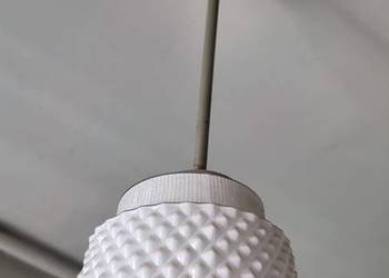 Lampa Biały Szklany Klosz Żarówka Żyrandol do Kuchni