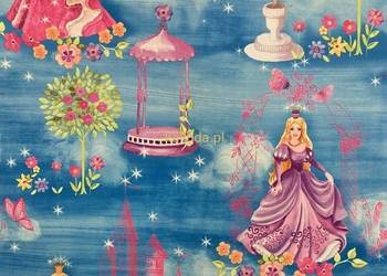 Tkanina obiciowa do pokoju dziecinnego Bajka 64 Księżniczkowy Ogród