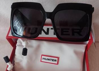 HUNTER/ Ekskluzywne, duże okulary przeciwsłoneczne Muchy w etui, NOWE