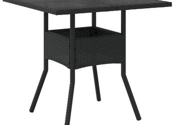 Stół ogrodowy ze szklanym blatem czarny 80x80x75cm rattan PE WM-365521