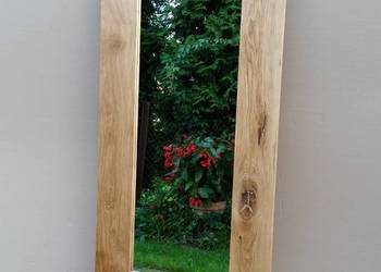 Lustro w drewnianej dębowej  ramie loft vintage