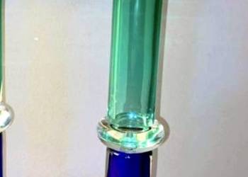 Unikatowy Wazon Art Glass "Double Trumpet" - Kobalt iSzmaragd