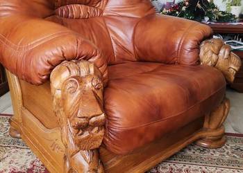 Meble skórzane Rzeźby lwa. Skóra Naturalna 3-1-1 Funkcja spania
