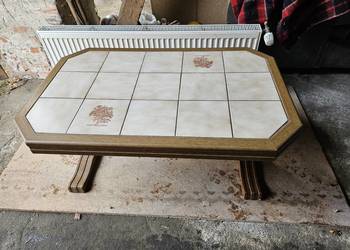 stół, stolik kawowy, blat z płytek, PRL 111x70