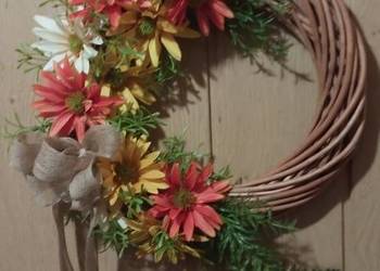 WIANEK KWIATOWY NA DRZWI- RĘCZNIE WYKONANY-DEKORACJA CAŁOROCZNA