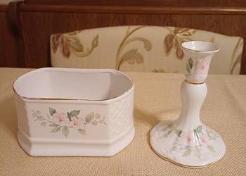 Świecznik  i pojemnik angielska porcelana