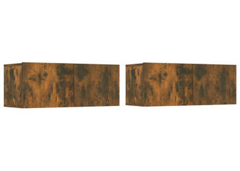 Ścienne szafki TV 2 szt. przydymiony dąb 80x30x30 cm WM-820463