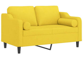 2-osobowa sofa z poduszkami jasnożółta 120 cm tkanina WM-3200842