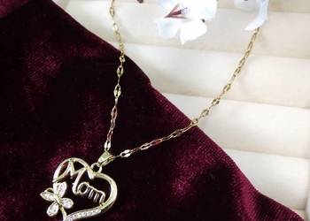 Złoty naszyjnik Mama ze stali chirurgicznej, pozłacany 18K