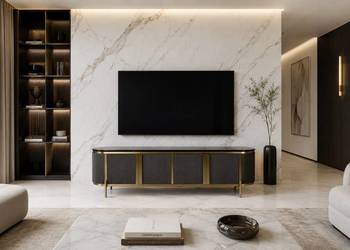 Komoda RTV złota grafitowa Omega Glamour Premium 200x40x60