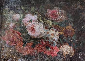 Stary obraz olejny Róże