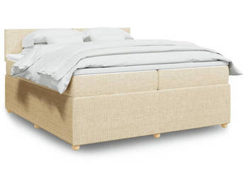 Łóżko kontynentalne z materacem kremowe tkanina 200x200 cm WM-3289861